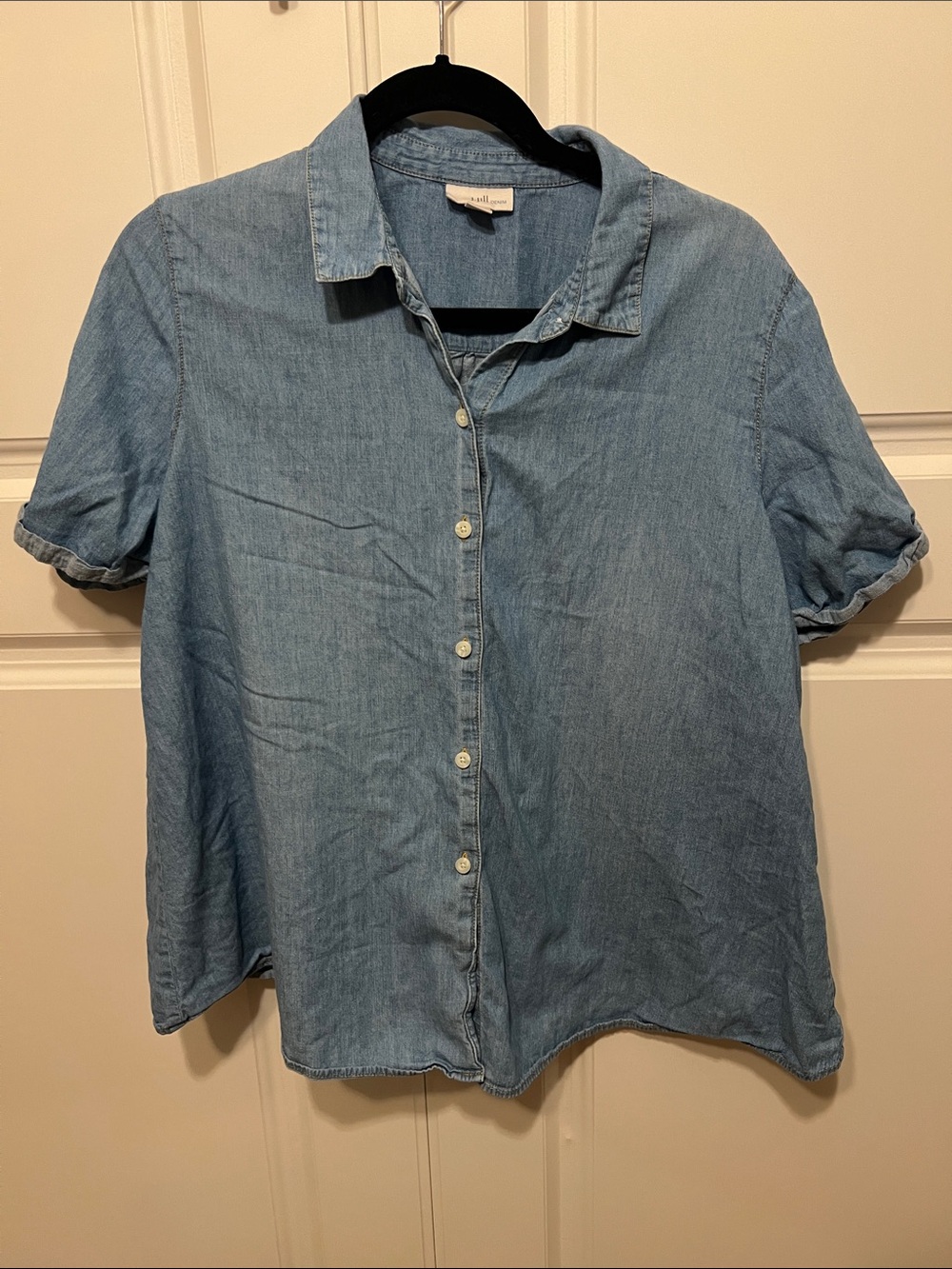 J Jill Shortsleeved Denim Button Down Blouse, M